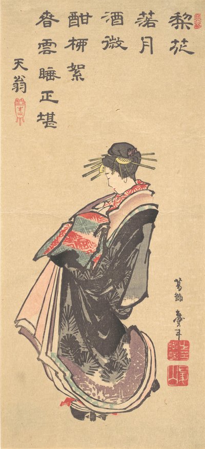 A Courtesan on Parade, Dressed in Many Robes by Katsushika Hokusai
