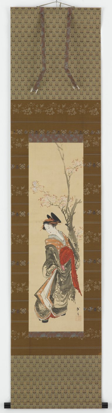 A Courtesan under a Cherry Tree by Katsushika Hokusai
