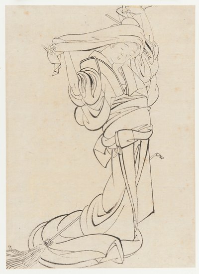 A Maid Preparing to Dust, Edo Period, Early 19th Century by Katsushika Hokusai