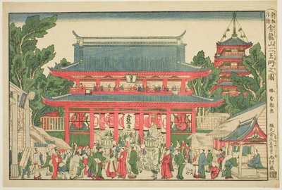 A Perspective View: The Two Deva Kings Gate of Kinryuzan Temple by Katsushika Hokusai