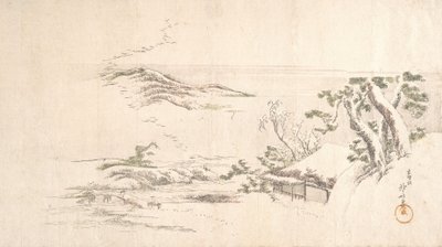 A Snow-clad Landscape with Gray Clouds by Katsushika Hokusai