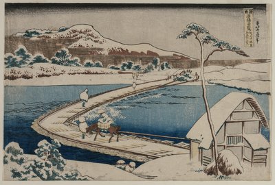 An Ancient Picture of the Boat Bridge at Sano in Kozuke Province from the series Curious Views of Famous Bridges in the Provinces by Katsushika Hokusai