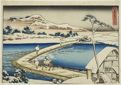 Ancient View of the Pontoon Bridge at Sano in Kozuke Province, from the series 
