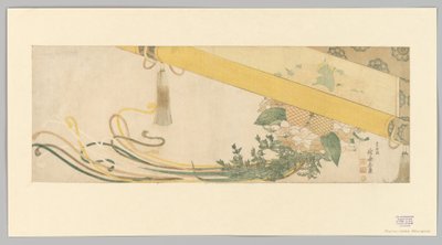 Basket of Flowers with Bamboo Blind by Katsushika Hokusai