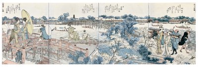 Bookplates of Landscape Scenes from the Ehon Sumidagawa Ryogan Ichiran by Katsushika Hokusai