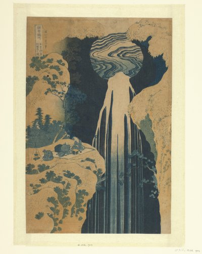 The Amida Waterfall along the Kisokaido Kisoji no oku Amida-ga-taki (title on object) A Journey to the Waterfalls in the Provinces (series title) Shokoku taki meguri (series title on object) by Katsushika Hokusai
