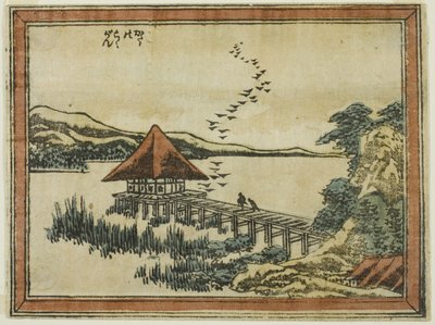 Descending Geese at Katada, from the series Eight Views of Omi in Etching Style by Katsushika Hokusai