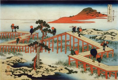 The Old View of the Yatsuhashi Bridge in the Province of Mikawa by Katsushika Hokusai
