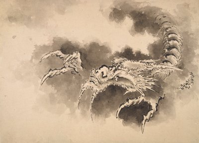 Dragon emerging from clouds, Edo period, 19th century by Katsushika Hokusai