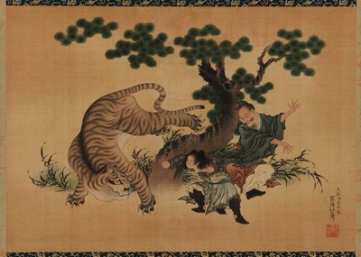 Filial Piety: Yang Hsiang Saving His Father from a Tiger, late 18th-early 19th century by Katsushika Hokusai