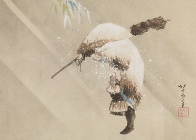 Fisherman Carrying His Net in the Snow, c. 1821 by Katsushika Hokusai