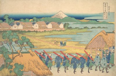Fuji Seen in the Distance from Senju Pleasure Quarter by Katsushika Hokusai