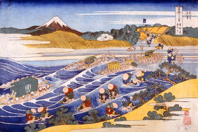 Fuji from the Ford at Kanaya by Katsushika Hokusai