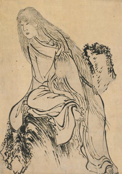 Hermit Resting on a Rock by Katsushika Hokusai