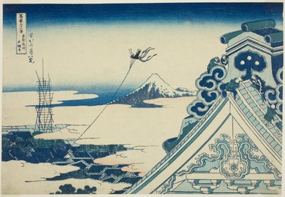 Honganji Temple at Asakusa in Edo, from the series "Thirty-six Views of Mount Fuji" by Katsushika Hokusai