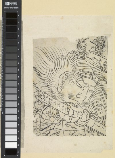 Head of a Samurai under Cherry Blossom by Katsushika Hokusai