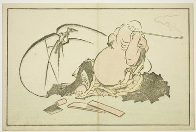 Hotei Smoking his Pipe, from The Picture Book of Realistic Paintings of Hokusai by Katsushika Hokusai