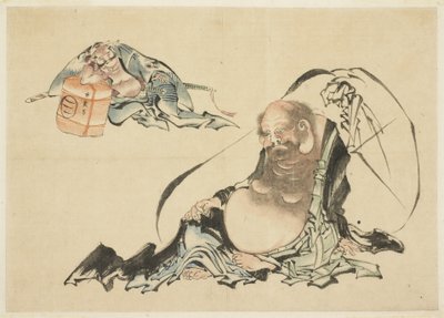 Hotei and Asahina Saburo Reclining by Katsushika Hokusai