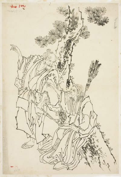 Jo and Uba; Theme of Takasago by Katsushika Hokusai