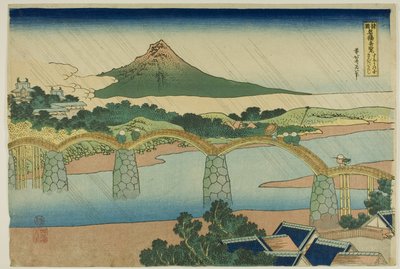 Kintai Bridge in Suo Province, from the series "Unusual Views of Famous Bridges in Various Provinces" by Katsushika Hokusai