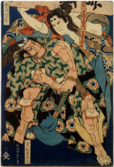 Kusunoki Tamonmaru Masashige and Yao no bettō Tsunehisa by Katsushika Hokusai