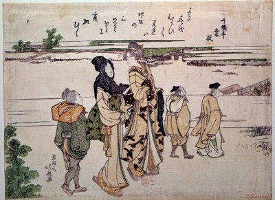 The Walk by the Water by Katsushika Hokusai