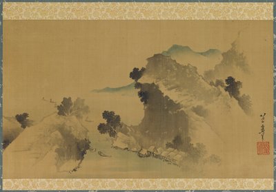Landscape: Mountains, Stream and Boats, Late 18th-Early 19th Century by Katsushika Hokusai