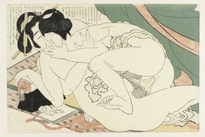 Lovers by Mosquito Net (The Adonis Plant) (Fukujuso) by Katsushika Hokusai