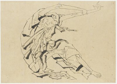 Long-armed man stretching, Edo period by Katsushika Hokusai