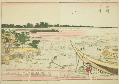 Low Tide at Shinagawa, from the illustrated book "Picture Book of Amusements of the East" by Katsushika Hokusai