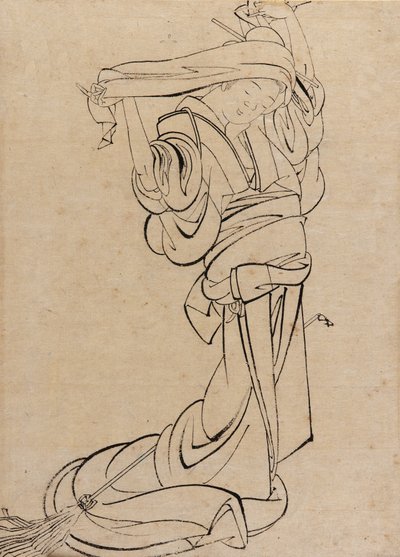 Maiden Playing a Samisen by Katsushika Hokusai