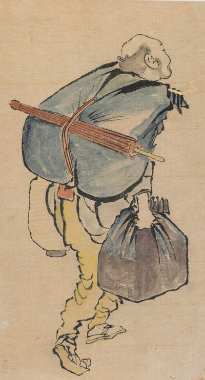 Man Carrying Backpack and Lantern, late 18th-early 19th century by Katsushika Hokusai