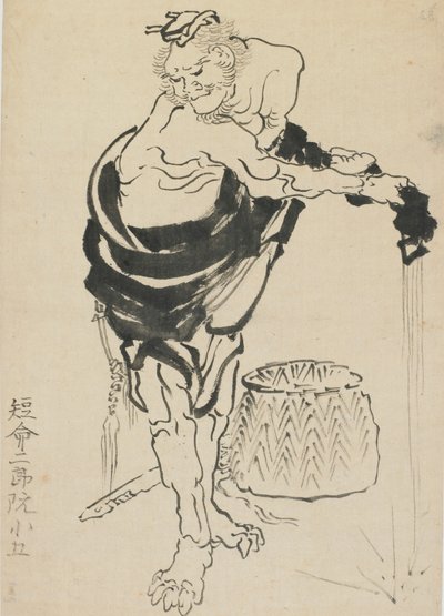 Man Wringing Out His Robe by Katsushika Hokusai