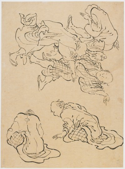 Men Dancing and Miscellaneous Figures by Katsushika Hokusai