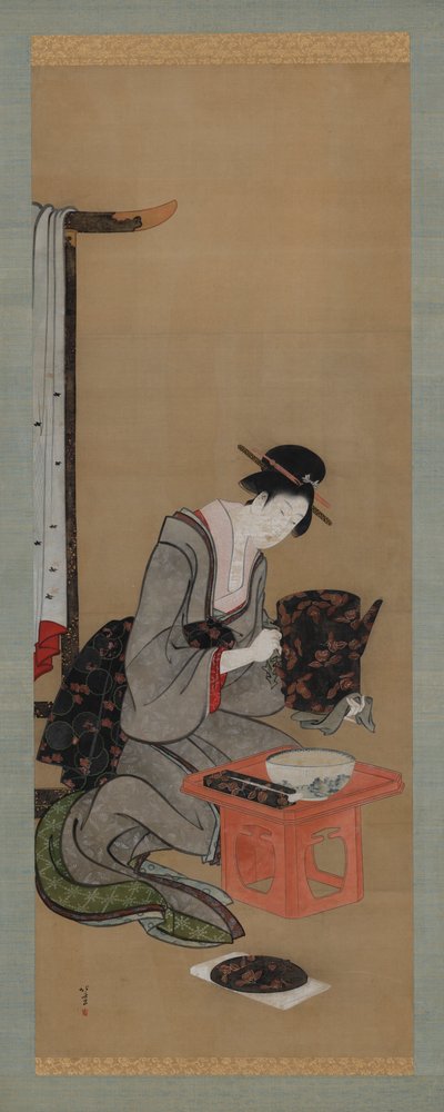 New Year Custom: Makeup on the New Year Morning by Katsushika Hokusai