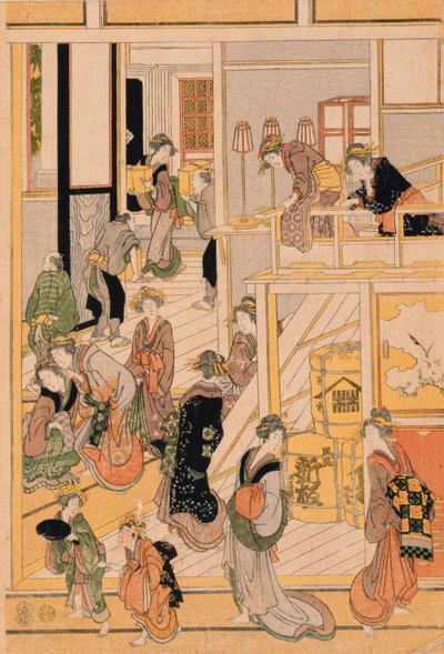 New Years Day at the Teahouse Ogi-ya, c.1810 by Katsushika Hokusai