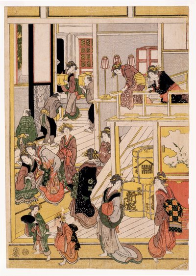 New Years Days of the Teahouse Ogi-ya by Katsushika Hokusai