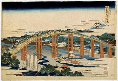 Okazaki Yahagi Bridge over Tokaido by Katsushika Hokusai