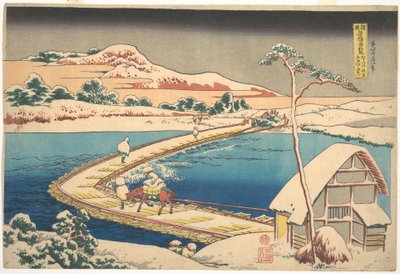 Old View of the Boat-bridge at Sano in Kōzuke Province, from the series Remarkable Views of Bridges in Various Provinces by Katsushika Hokusai