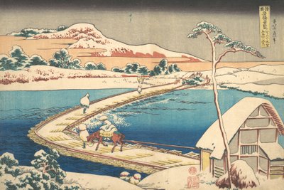 Old View of the Boat-bridge at Sano in Kozuke Province, 1827-30 by Katsushika Hokusai