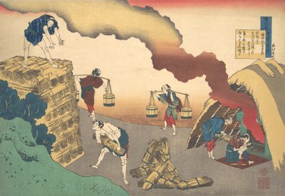 Poem by Gon-Chunagon Sadaie, from the series One Hundred Poems by Katsushika Hokusai
