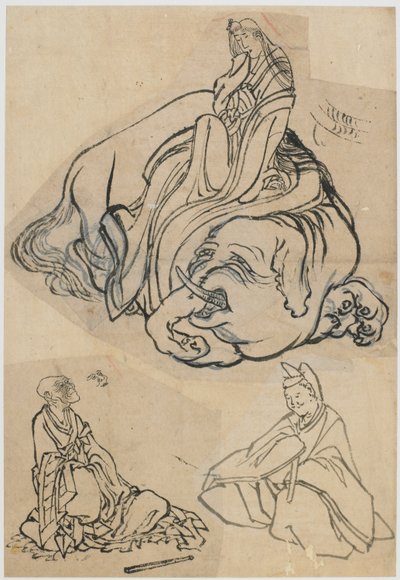 Preparatory Sketch for The Courtesan Eguchi as the Bodhisattva Fugen by Katsushika Hokusai