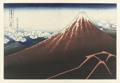 Rainstorm at the Foot of the Mountain (36 Views of Mount Fuji) by Katsushika Hokusai
