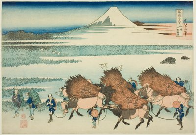 Rice Paddies at Ono in Suruga Province (Sunshu Ono shinden), from the series "Thirty-six Views of Mount Fuji (Fugaku sanjurokkei)" by Katsushika Hokusai