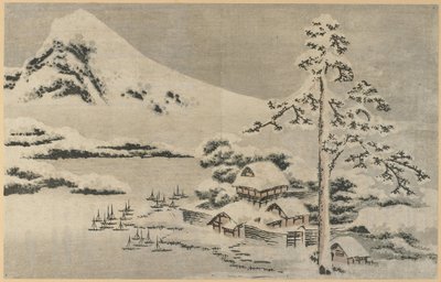 Seaside Village in Snow by Katsushika Hokusai