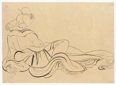 Seated woman scratching her head by Katsushika Hokusai