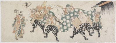 Six Male Gods Performing the Lion Dance, 1797-1819 by Katsushika Hokusai