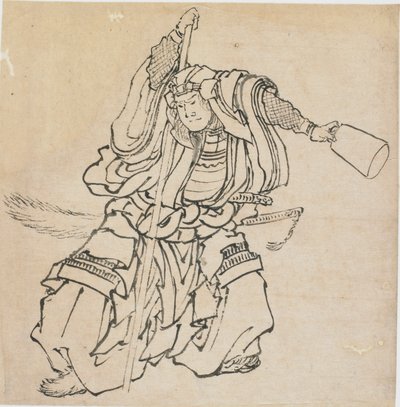 Standing Warrior in Full Armour, late 18th-early 19th century by Katsushika Hokusai