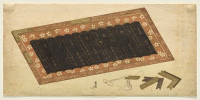 Still-life of a Lacquer Panel Inscribed with Poems by Katsushika Hokusai