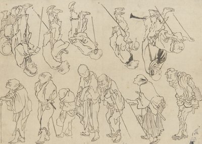 Studies of lame pilgrims, Edo period by Katsushika Hokusai